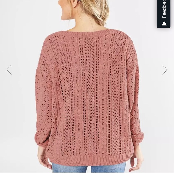 Red by BKE pointelle pullover sweater - Picture 2 of 8